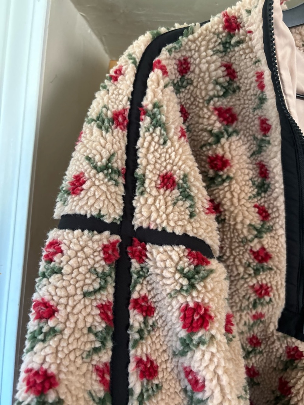Cozy Teddy Plush Fleece, Oversized, PROMESA, Floral, Half-Zip Pullover, Fall S - Picture 6 of 16